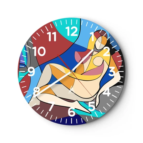 Reloj de pared - Reloj de vidrio - Desnudo cubista - 30x30 cm
