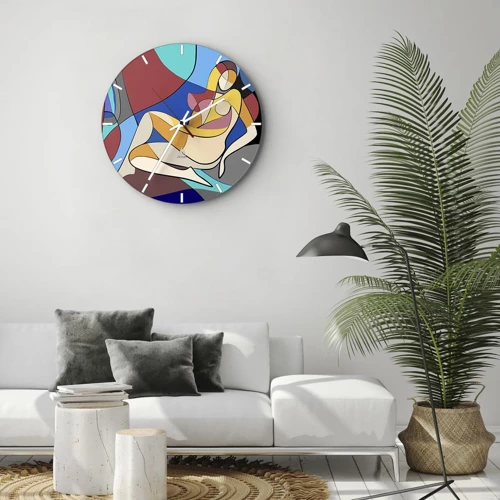 Reloj de pared - Reloj de vidrio - Desnudo cubista - 30x30 cm
