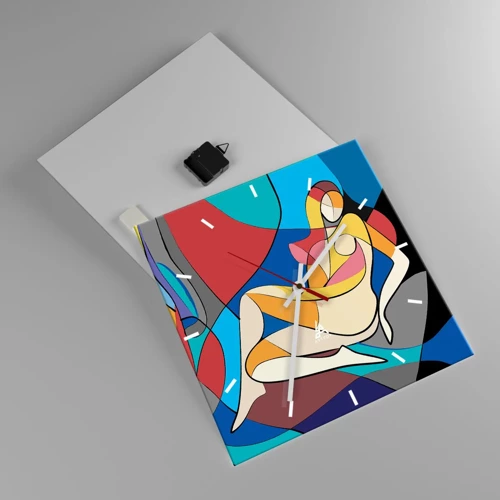 Reloj de pared - Reloj de vidrio - Desnudo cubista - 40x40 cm