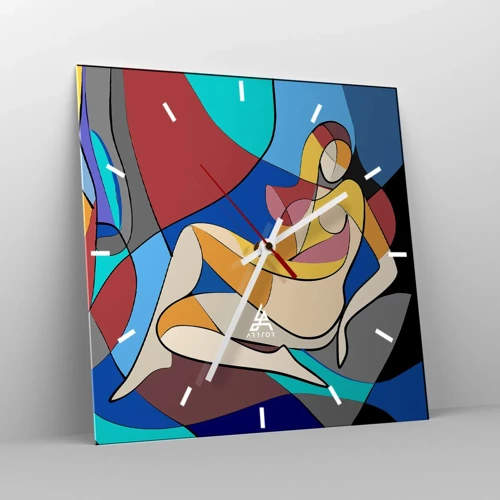 Reloj de pared - Reloj de vidrio - Desnudo cubista - 40x40 cm