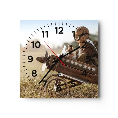 Reloj de pared - Reloj de vidrio - Despegue hacia un sueño - 30x30 cm