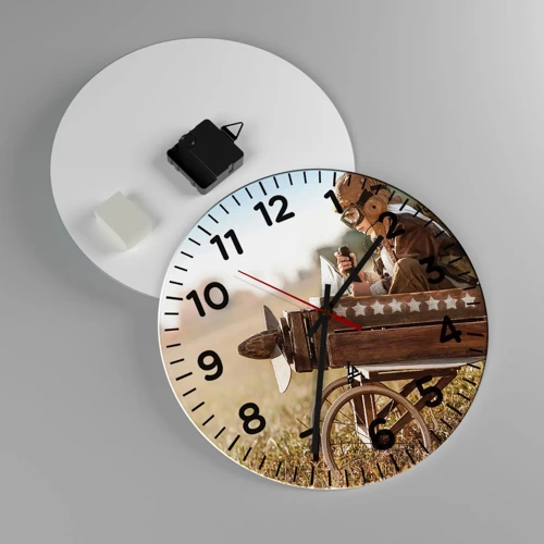 Reloj de pared - Reloj de vidrio - Despegue hacia un sueño - 30x30 cm