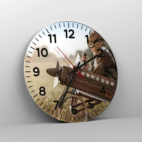 Reloj de pared - Reloj de vidrio - Despegue hacia un sueño - 30x30 cm