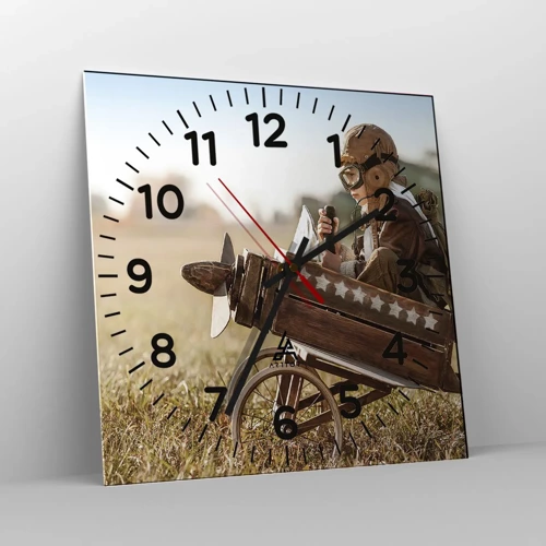 Reloj de pared - Reloj de vidrio - Despegue hacia un sueño - 40x40 cm