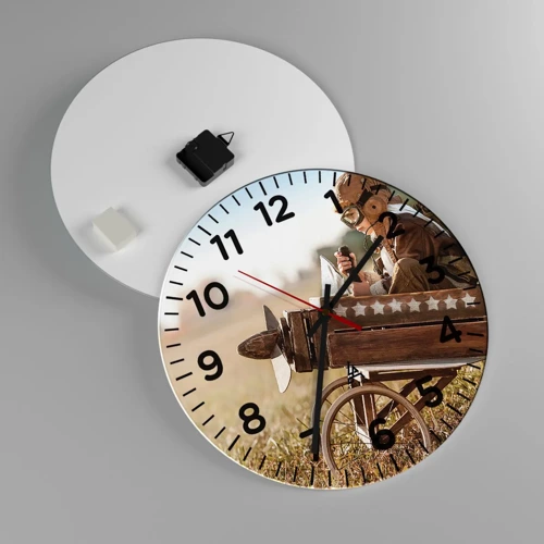 Reloj de pared - Reloj de vidrio - Despegue hacia un sueño - 40x40 cm