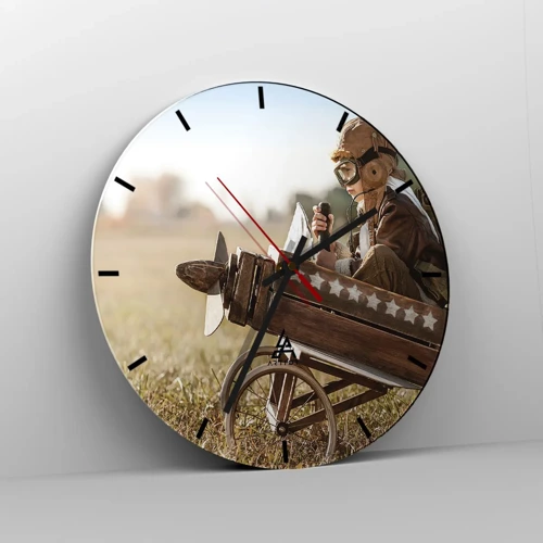 Reloj de pared - Reloj de vidrio - Despegue hacia un sueño - 40x40 cm