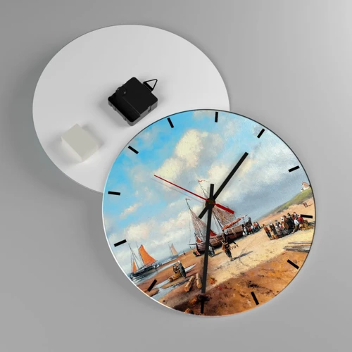 Reloj de pared - Reloj de vidrio - Después de una pesca exitosa - 30x30 cm