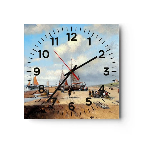 Reloj de pared - Reloj de vidrio - Después de una pesca exitosa - 30x30 cm