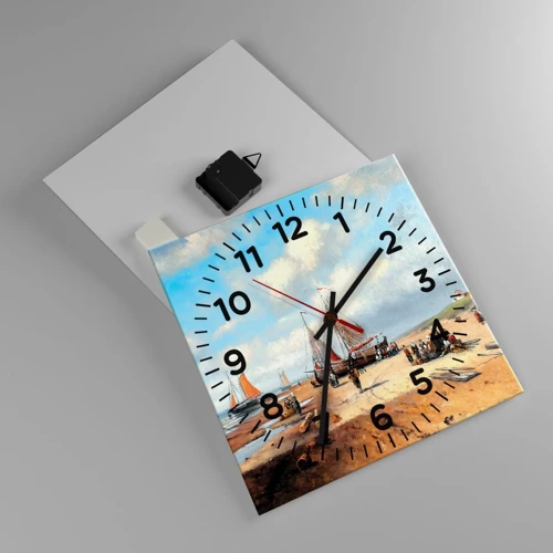 Reloj de pared - Reloj de vidrio - Después de una pesca exitosa - 30x30 cm