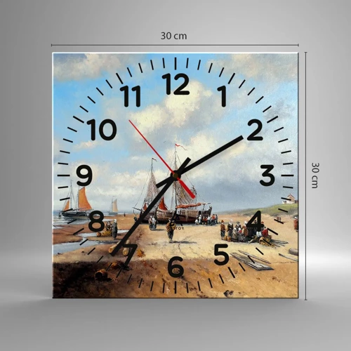 Reloj de pared - Reloj de vidrio - Después de una pesca exitosa - 30x30 cm