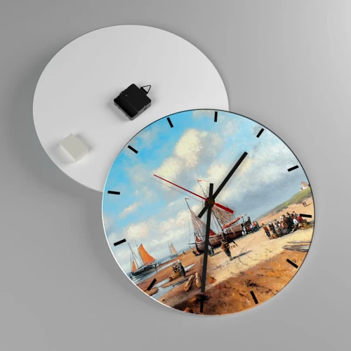 Reloj de pared - Reloj de vidrio - Después de una pesca exitosa - 40x40 cm