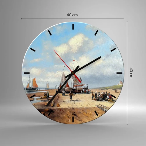 Reloj de pared - Reloj de vidrio - Después de una pesca exitosa - 40x40 cm