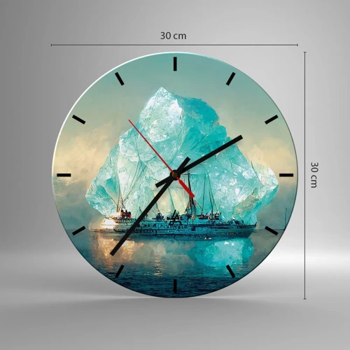 Reloj de pared - Reloj de vidrio - Diamante ártico - 30x30 cm