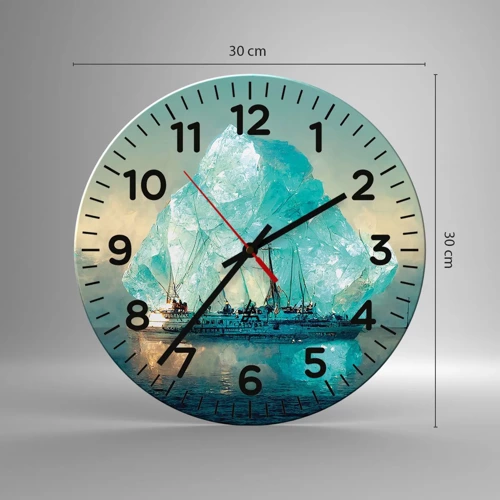 Reloj de pared - Reloj de vidrio - Diamante ártico - 30x30 cm