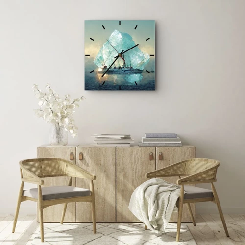 Reloj de pared - Reloj de vidrio - Diamante ártico - 40x40 cm