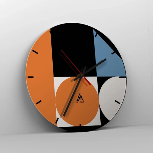 Reloj de pared - Reloj de vidrio - Diseño con figuras - 40x40 cm