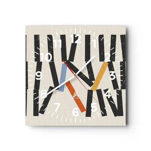 Reloj de pared - Reloj de vidrio - Dominó - composición - 40x40 cm