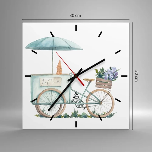 Reloj de pared - Reloj de vidrio - Dulce recuerdo del verano - 30x30 cm