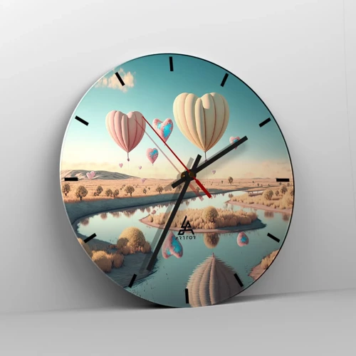 Reloj de pared - Reloj de vidrio - El amor te hace volar - 30x30 cm