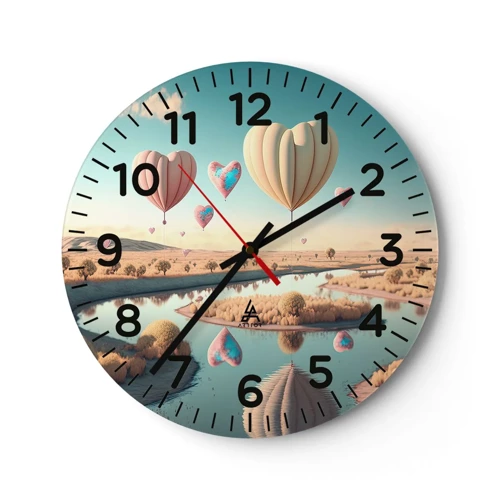 Reloj de pared - Reloj de vidrio - El amor te hace volar - 40x40 cm