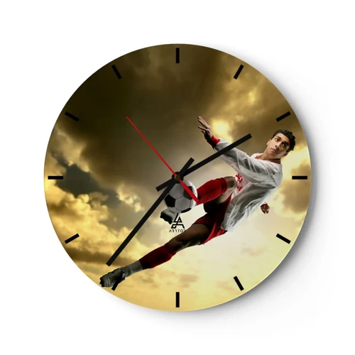 Reloj de pared - Reloj de vidrio - El cielo del fútbol - 30x30 cm