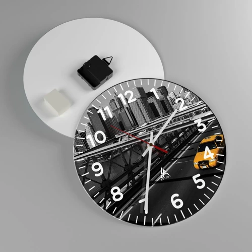 Reloj de pared - Reloj de vidrio - El color de la gran ciudad - 30x30 cm
