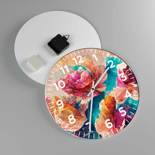 Reloj de pared - Reloj de vidrio - El colorido esplendor de un ramo - 30x30 cm