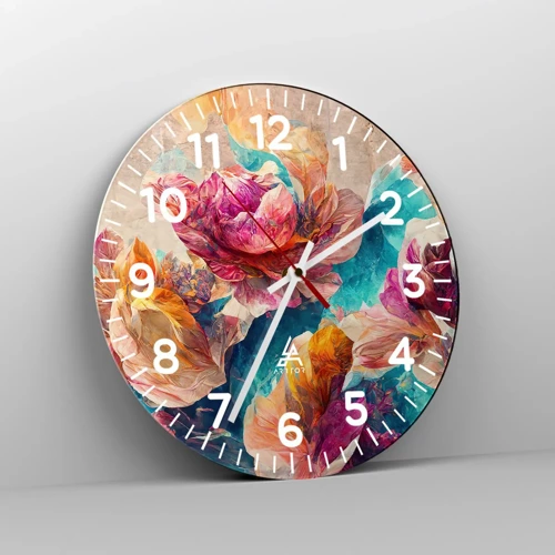 Reloj de pared - Reloj de vidrio - El colorido esplendor de un ramo - 30x30 cm