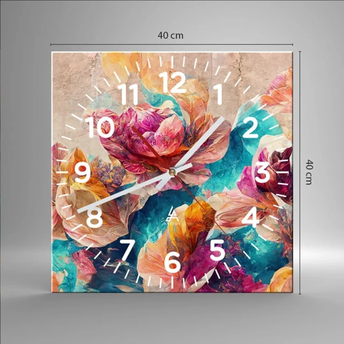 Reloj de pared - Reloj de vidrio - El colorido esplendor de un ramo - 40x40 cm