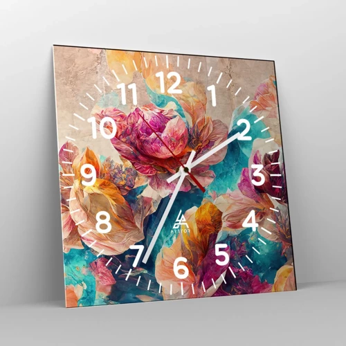 Reloj de pared - Reloj de vidrio - El colorido esplendor de un ramo - 40x40 cm