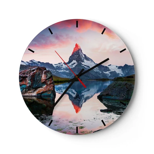 Reloj de pared - Reloj de vidrio - El corazón de las montañas arde - 30x30 cm