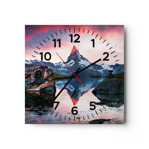 Reloj de pared - Reloj de vidrio - El corazón de las montañas arde - 30x30 cm