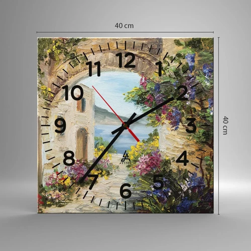 Reloj de pared - Reloj de vidrio - El encanto del paisaje costero - 40x40 cm