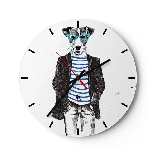 Reloj de pared - Reloj de vidrio - El encanto del perro - 30x30 cm