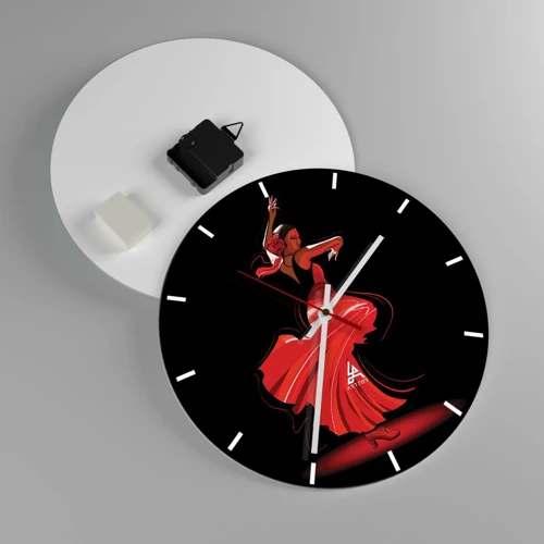 Reloj de pared - Reloj de vidrio - El espíritu ardiente del flamenco - 30x30 cm