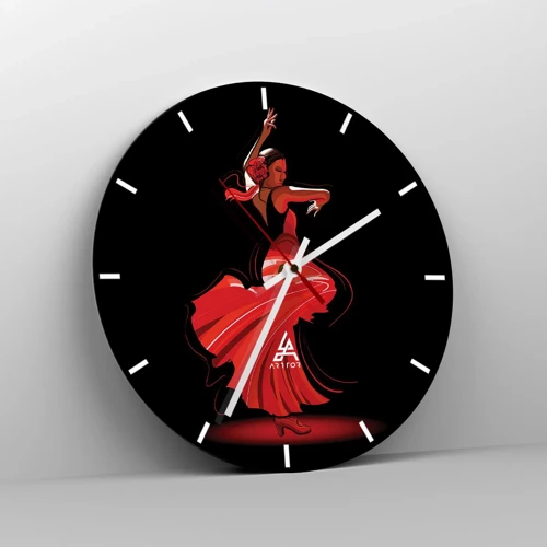 Reloj de pared - Reloj de vidrio - El espíritu ardiente del flamenco - 30x30 cm