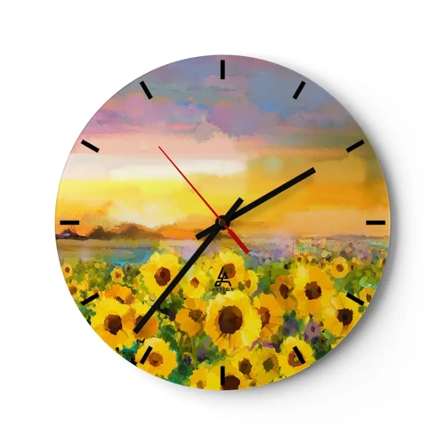 Reloj de pared - Reloj de vidrio - El propio sol ha bajado a la Tierra - 30x30 cm