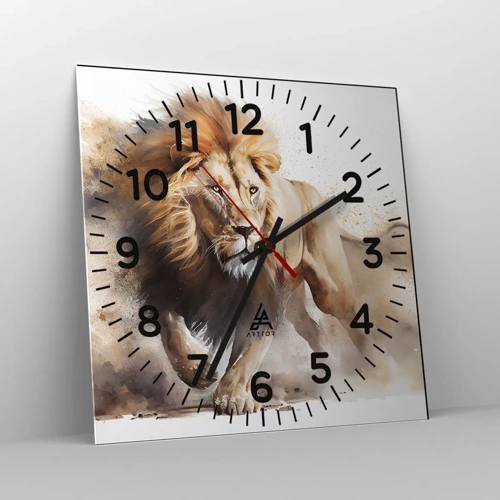 Reloj de pared - Reloj de vidrio - El rey ha partido - 40x40 cm