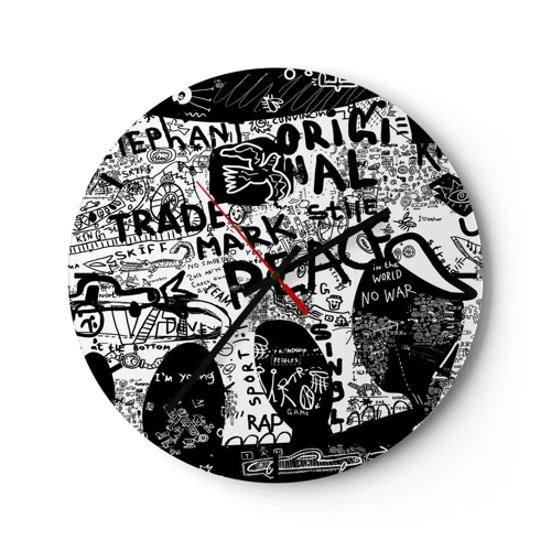 Reloj de pared - Reloj de vidrio - El rico mundo de la calle - 30x30 cm