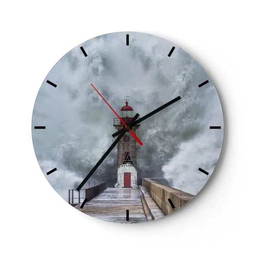 Reloj de pared - Reloj de vidrio - El rugido de las aguas, la fuerza del viento - 30x30 cm