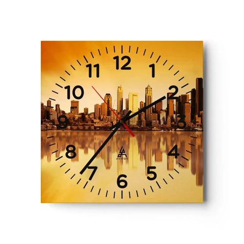 Reloj de pared - Reloj de vidrio - El silencio de la metrópoli - 30x30 cm
