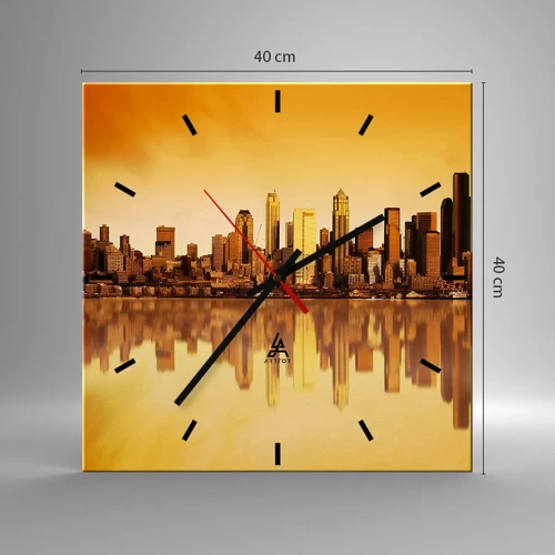 Reloj de pared - Reloj de vidrio - El silencio de la metrópoli - 40x40 cm