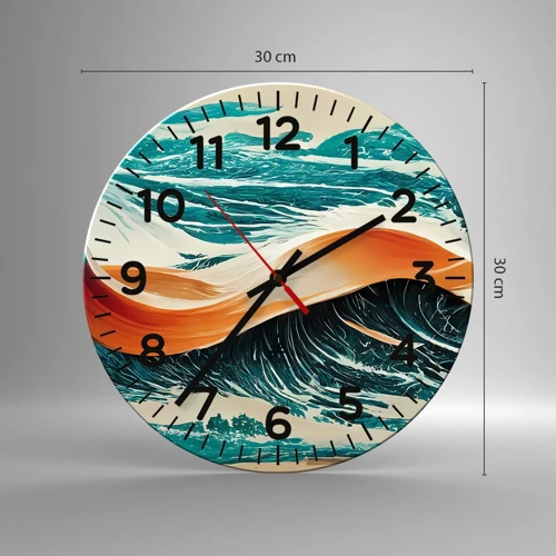 Reloj de pared - Reloj de vidrio - El sueño de un surfista - 30x30 cm