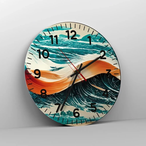 Reloj de pared - Reloj de vidrio - El sueño de un surfista - 30x30 cm