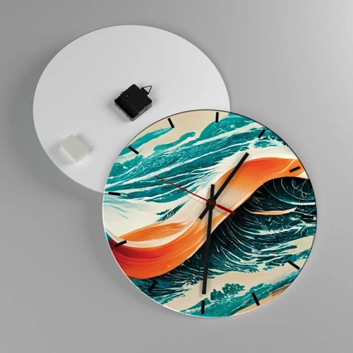 Reloj de pared - Reloj de vidrio - El sueño de un surfista - 40x40 cm