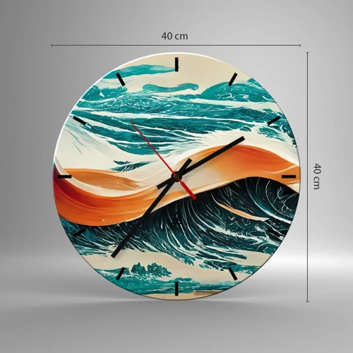 Reloj de pared - Reloj de vidrio - El sueño de un surfista - 40x40 cm