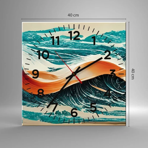 Reloj de pared - Reloj de vidrio - El sueño de un surfista - 40x40 cm