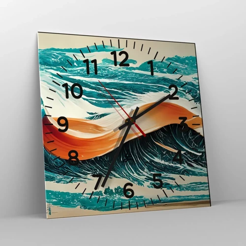 Reloj de pared - Reloj de vidrio - El sueño de un surfista - 40x40 cm