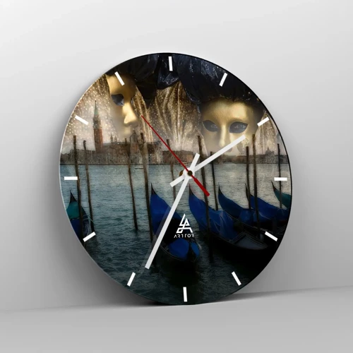 Reloj de pared - Reloj de vidrio - El tiempo de carnaval ha comenzado - 30x30 cm