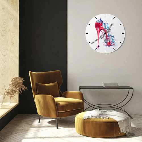 Reloj de pared - Reloj de vidrio - Elegancia metropolitana - 30x30 cm